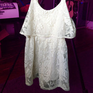 Womens Cream Floral Lace Hollister Romper XS